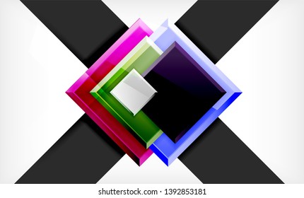 Bright colorful square shape blocks geometrical background, vector modern template