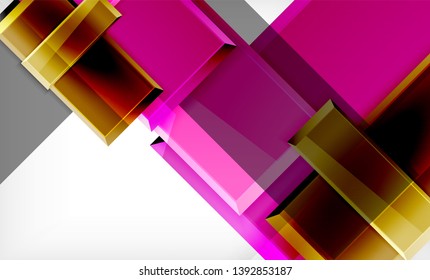 Bright colorful square shape blocks geometrical background, vector modern template