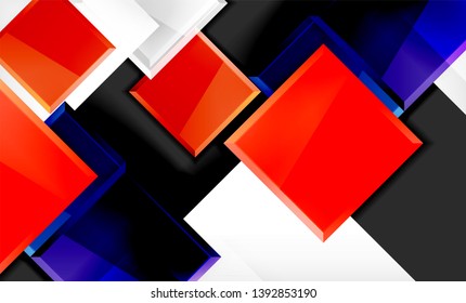 Bright colorful square shape blocks geometrical background, vector modern template