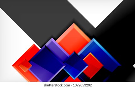 Bright colorful square shape blocks geometrical background, vector modern template