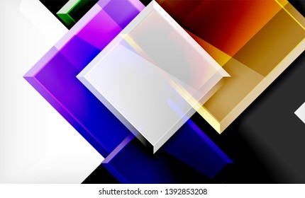 Bright colorful square shape blocks geometrical background, vector modern template