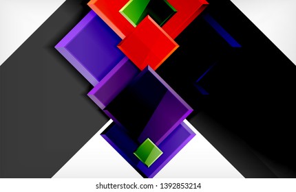 Bright colorful square shape blocks geometrical background, vector modern template