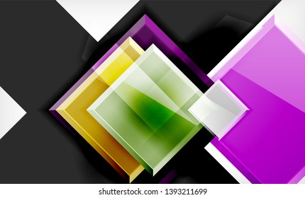 Forma cuadrada de color brillante bloques de fondo geométrico, plantilla vectorial moderna