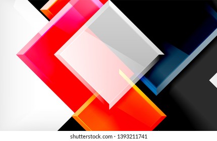 Bright colorful square shape blocks geometrical background, vector modern template