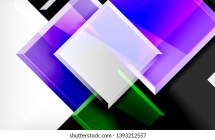Bright colorful square shape blocks geometrical background, vector modern template