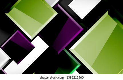 Bright colorful square shape blocks geometrical background, vector modern template