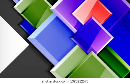 Bright colorful square shape blocks geometrical background, vector modern template