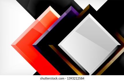 Bright colorful square shape blocks geometrical background, vector modern template
