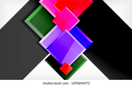 Forma cuadrada de color brillante bloques de fondo geométrico, plantilla vectorial moderna