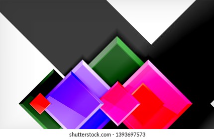 Bright colorful square shape blocks geometrical background, vector modern template