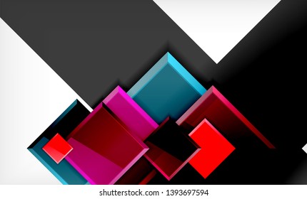Bright colorful square shape blocks geometrical background, vector modern template