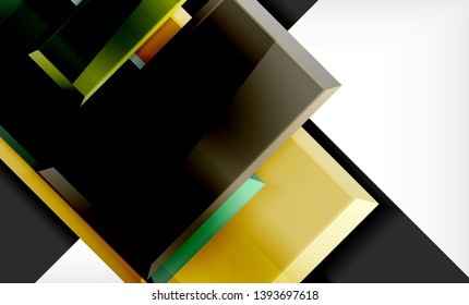 Forma cuadrada de color brillante bloques de fondo geométrico, plantilla vectorial moderna