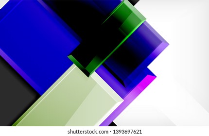 Bright colorful square shape blocks geometrical background, vector modern template