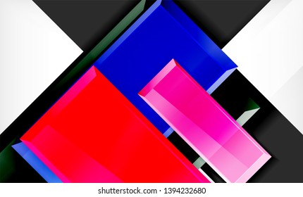 Forma cuadrada de color brillante bloques de fondo geométrico, plantilla vectorial moderna