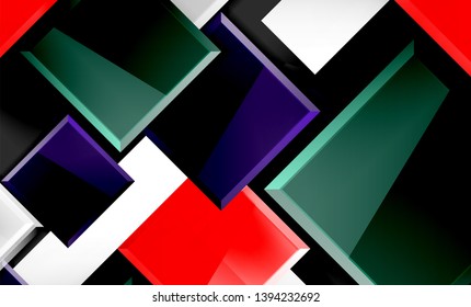 Bright colorful square shape blocks geometrical background, vector modern template