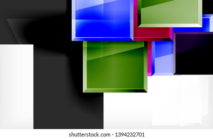 Bright colorful square shape blocks geometrical background, vector modern template
