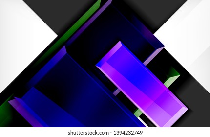 Bright colorful square shape blocks geometrical background, vector modern template
