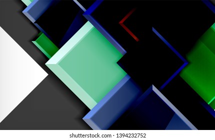 Bright colorful square shape blocks geometrical background, vector modern template