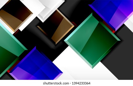 Bright colorful square shape blocks geometrical background, vector modern template