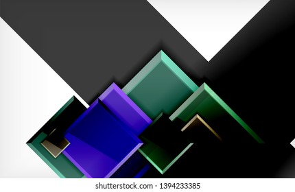 Bright colorful square shape blocks geometrical background, vector modern template