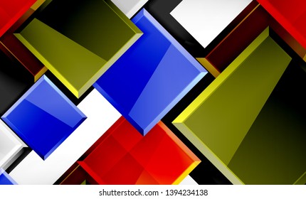 Bright colorful square shape blocks geometrical background, vector modern template