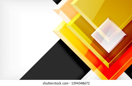 Bright colorful square shape blocks geometrical background, vector modern template