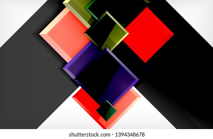 Bright colorful square shape blocks geometrical background, vector modern template
