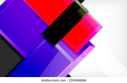 Forma quadrada colorido brilhante bloqueia fundo geométrico, vetor modelo moderno
