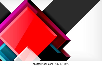 Bright colorful square shape blocks geometrical background, vector modern template