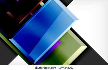 Bright colorful square shape blocks geometrical background, vector modern template