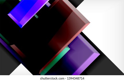 Bright colorful square shape blocks geometrical background, vector modern template