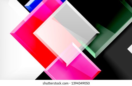Forma cuadrada de color brillante bloques de fondo geométrico, plantilla vectorial moderna
