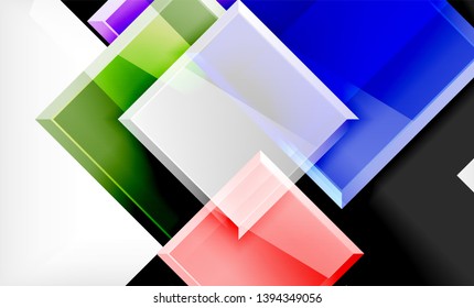 Bright colorful square shape blocks geometrical background, vector modern template