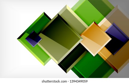 Bright colorful square shape blocks geometrical background, vector modern template