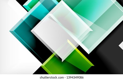 Bright colorful square shape blocks geometrical background, vector modern template