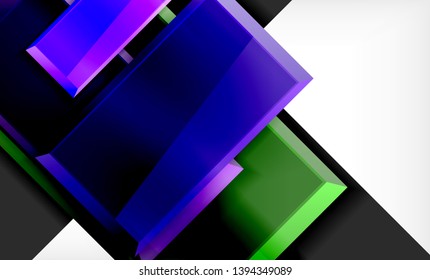 Bright colorful square shape blocks geometrical background, vector modern template