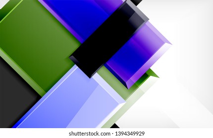 Bright colorful square shape blocks geometrical background, vector modern template
