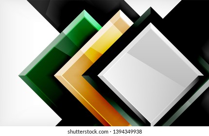 Forma cuadrada de color brillante bloques de fondo geométrico, plantilla vectorial moderna