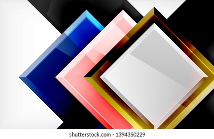 Bright colorful square shape blocks geometrical background, vector modern template