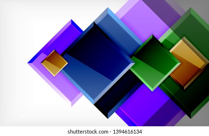 Bright colorful square shape blocks geometrical background, vector modern template