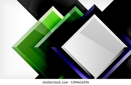Forma cuadrada de color brillante bloques de fondo geométrico, plantilla vectorial moderna