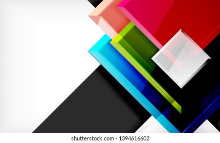 Bright colorful square shape blocks geometrical background, vector modern template