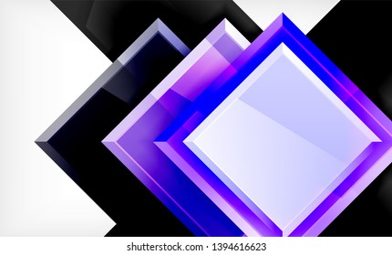 Forma cuadrada de color brillante bloques de fondo geométrico, plantilla vectorial moderna