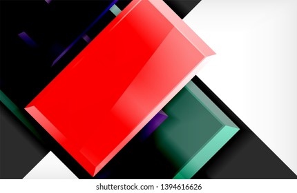 Forma cuadrada de color brillante bloques de fondo geométrico, plantilla vectorial moderna