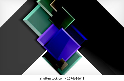 Forma cuadrada de color brillante bloques de fondo geométrico, plantilla vectorial moderna