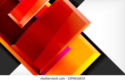 Bright colorful square shape blocks geometrical background, vector modern template