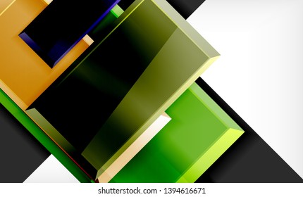 Forma cuadrada de color brillante bloques de fondo geométrico, plantilla vectorial moderna