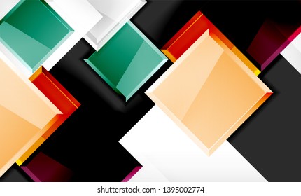 Bright colorful square shape blocks geometrical background, vector modern template
