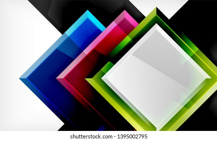 Bright colorful square shape blocks geometrical background, vector modern template