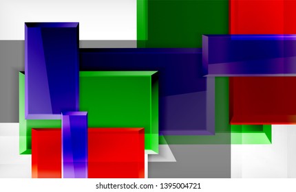 Bright colorful square shape blocks geometrical background, vector modern template